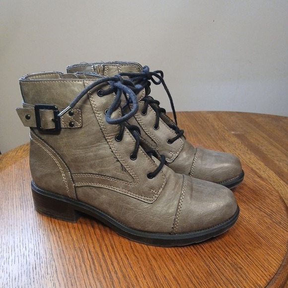 Steve Madden Girl Moto Boots Stone Gray Women's Y2k 80s 90s - Picture 2 of 13